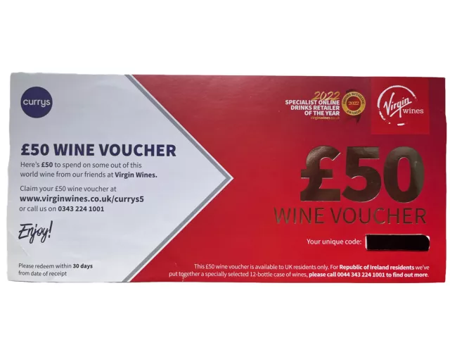 Virgin Wines £50 Voucher Wine Discount Coupon Code