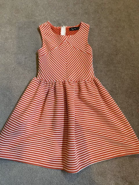 Girls Size 7 Dress by Ruby Rox Orange And White Stripe Stunning Twirl