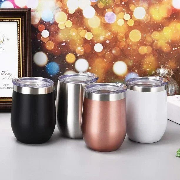 4 Pack 12 oz Stainless Steel Tumblers with Lids Straws , Vacuum Insulated