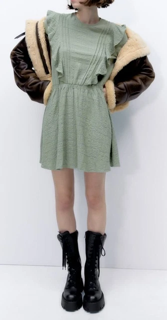NEW ZARA TEXTURED Sea Green Strappy Midi Dress, Size Xl 39.99 - PicClick UK