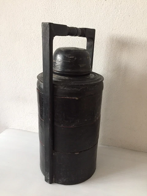Antique Burmese lacquer lunch box storage 3