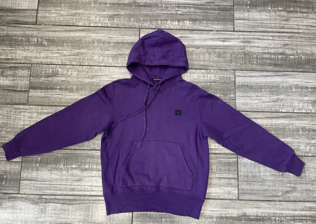 Acne Studios Ferris Face Mens purple Hooded Sweatshirt Hoodie Size Small