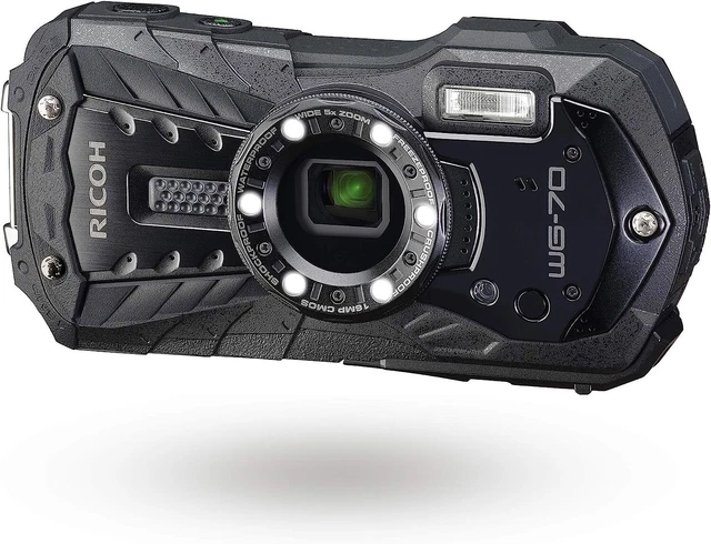 Ricoh WG-70 Black Waterproof Digital Camera 16MP (Black)