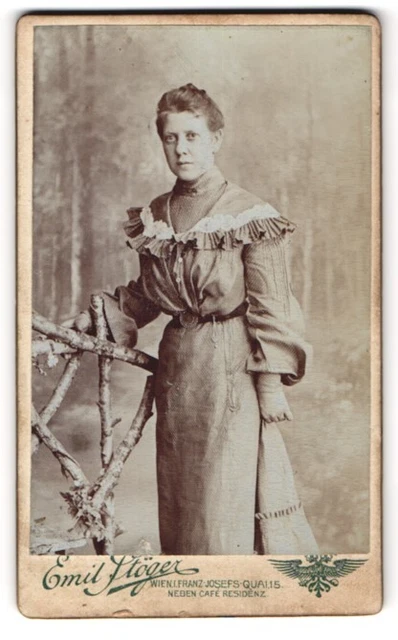 Fotografie Emil Stöger, Wien, Franz-Josefs-Quai. 15, Junge Dame in Kleid und Ha