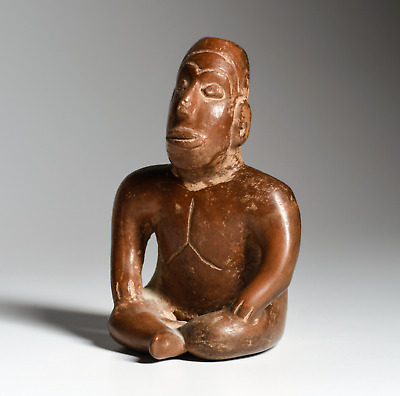 Sweet Pre-Columbian Colima Seated Figure  Ancient Mexico 100 B.C. - 250 A.D.