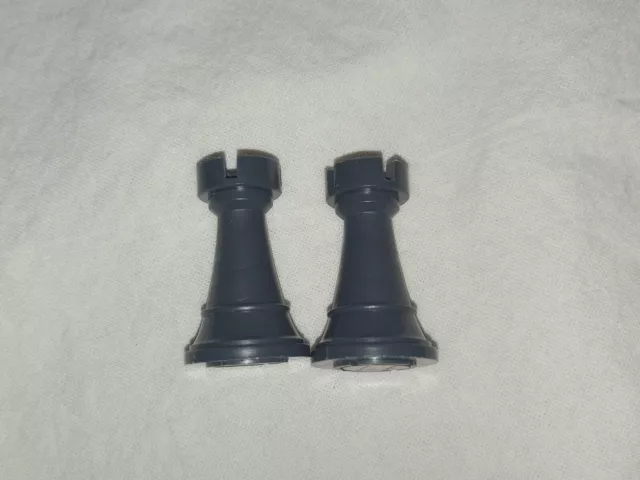 2 Black Rooks Replacement Parts/Pieces for Radio Shack Chess Champion 2150L