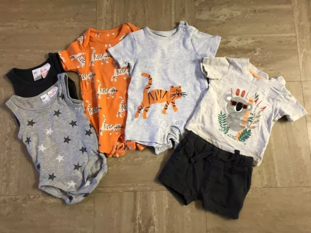Baby Boy 0-3 & 3-6 Months Summer Clothes Bundle (Vests/Shorts/T-Shirts/Rompers)