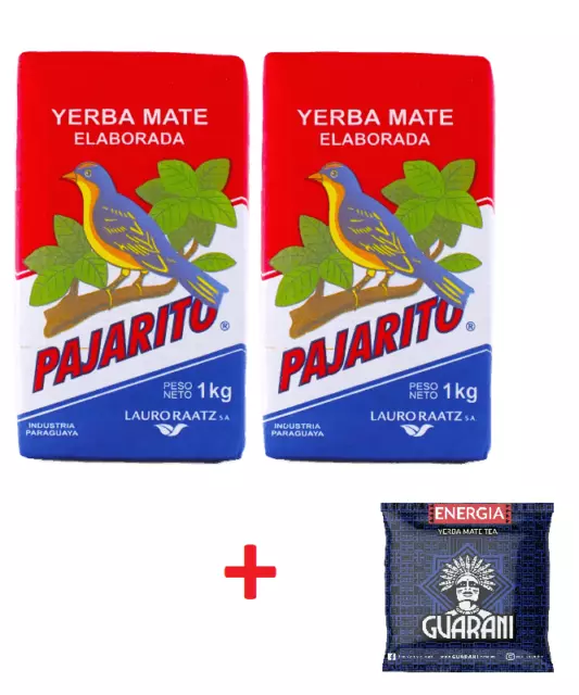 Mate Tee Pajarito Tradicional 2 x 1 kg Yerba Mate 2kg + Gratis Guarani Probe 50g