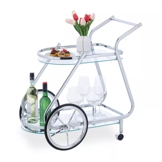 Chariot service roulettes Desserte cuisine Buffet Table roulante verre Console