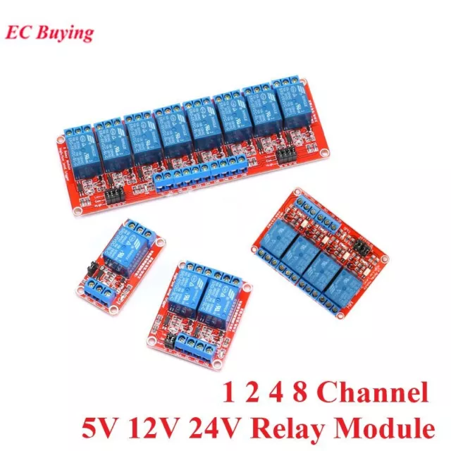 1pcs 1 2 4 8 Channel 5V 12V 24V Relay Module Board High and Low Level Trigger