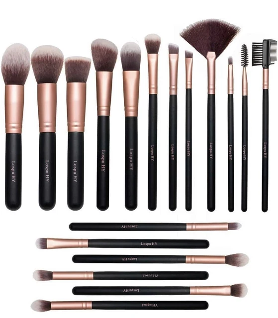 Pennelli Trucco oro Rosa 18 Pezzi Pennelli Trucco Premium Set Viso e Occhi