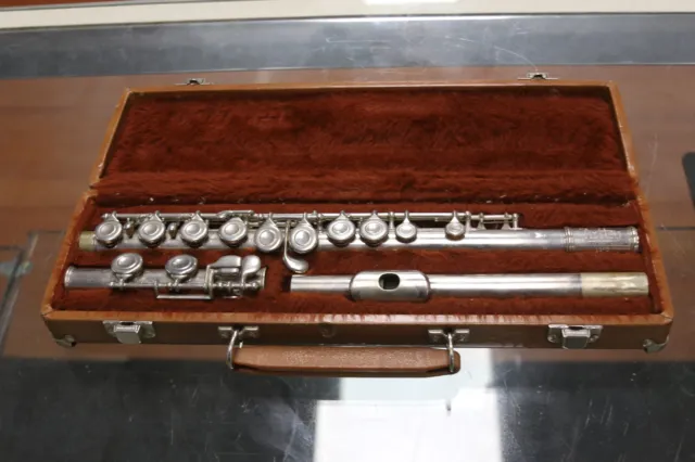 Vintage Artley Silver Plated 18-0 Flute In Brown Case FOR PARTS