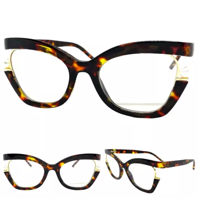 Exaggerated Vintage Retro Cat EYE Style Clear Lens EYE GLASSES Tortoise Frame