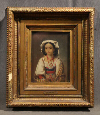 Young Italian Peasant Girl Portrait American Painting Early 20th Century Late 19