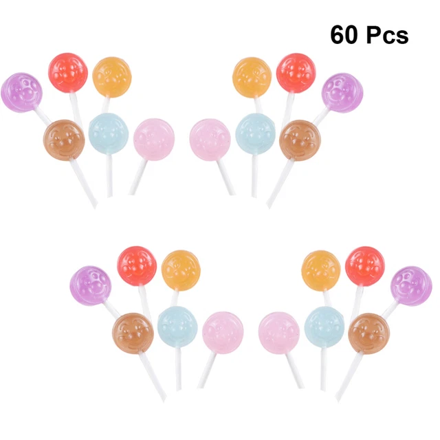 60 Pcs Lollipop Decor Scrapbooking Resin Flatback Charms Candy