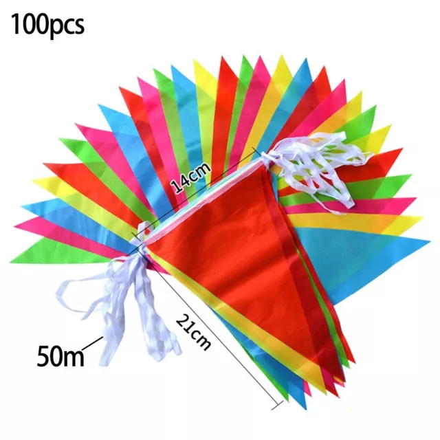 Drapeaux triangulaires multicolores 50 m bannière colorée améliore les festiv