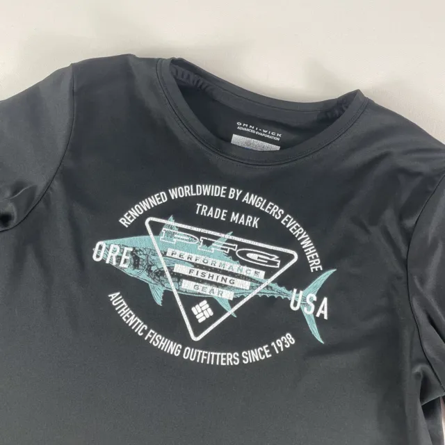 Columbia PFG Shirt YOUTH XL Fishing Graphic Tee Black Performance BOYS 18-20