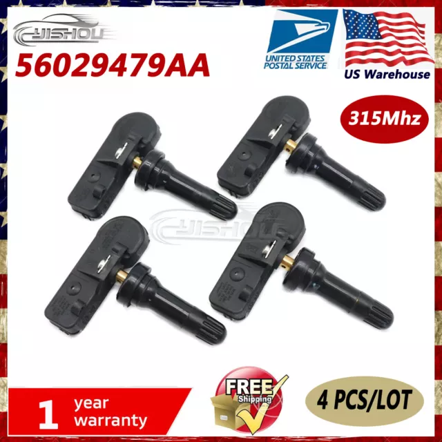 New 56029479AB Set of 4 TPMS 315MHz Tire Pressure Sensor for Dodge Chrysler Jeep