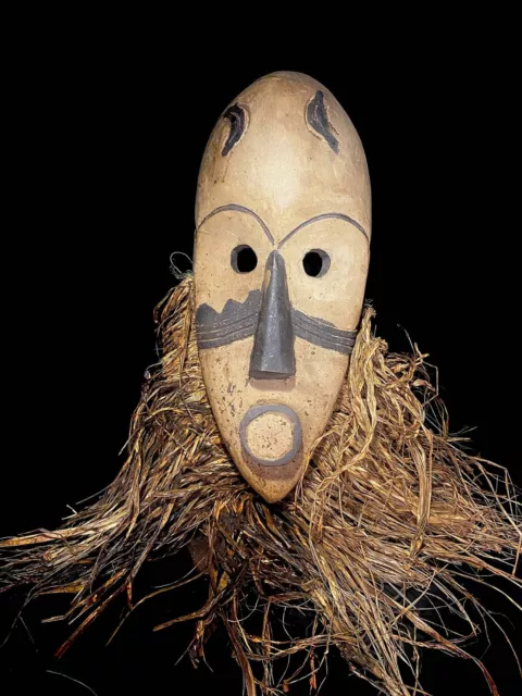 Lega mask carved wood tribal mask african Carved wooden art mask -6072