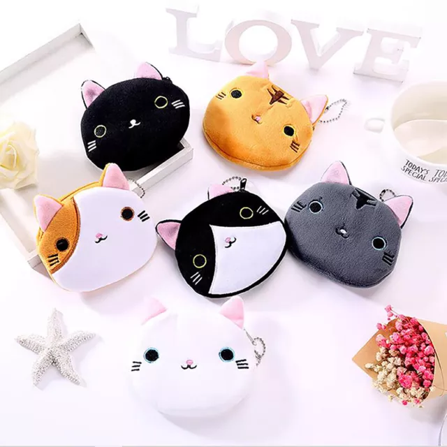 Cute Cartoon Plush Mini Cat Coin Purse Key Storage Bag Backpack Pendant Decor Sp