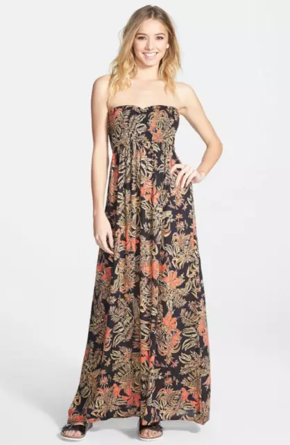 ELEMENT  *SUKI* FLORAL CAGED BACK STRAPLESS MAXI DRESS  Sz XS  Nordstrom  NEW 2