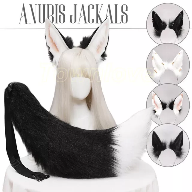 Faux Fur Wolf Ears Headband Furry Tail Hairband Cosplay Costume Fancy Dress
