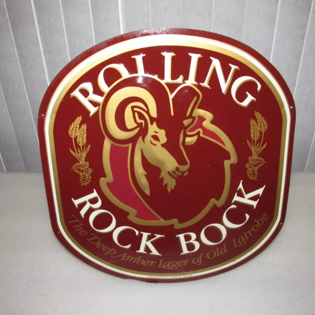 Rolling Rock Beer Sign BOCK tin Latrobe Brewing Company 1994