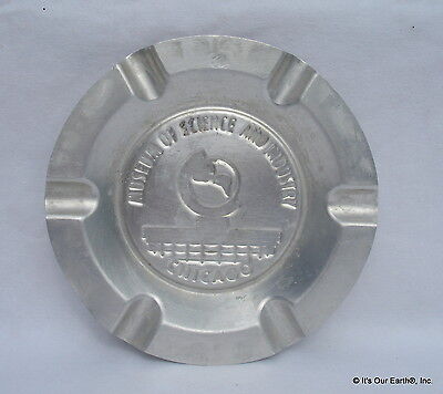 Vintage Chicago Museum of Science & Industry Pressed Tin Metal Souvenir Ashtray