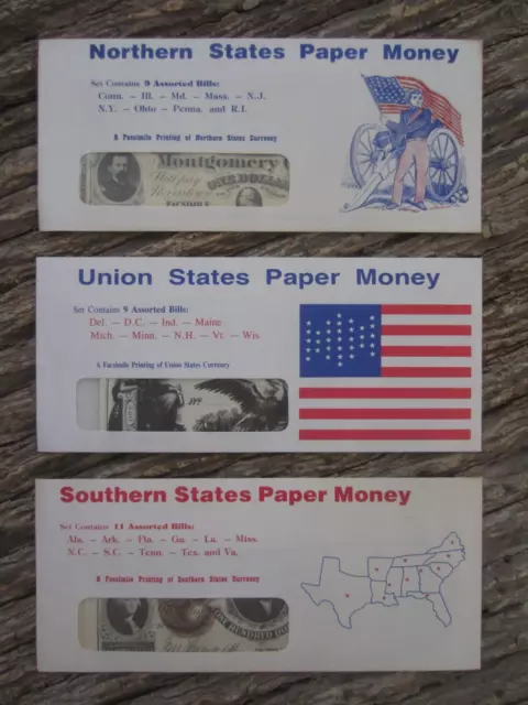 Vintage Northern~Union~Southern States 29 FACSIMILE Paper Money Notes