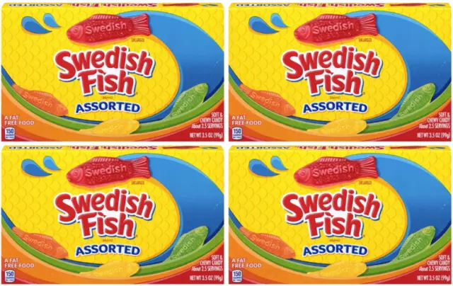 907870 4X 99G Theatre Box Swedish Fish Brand Assorted Flavours Soft Chewy Candy