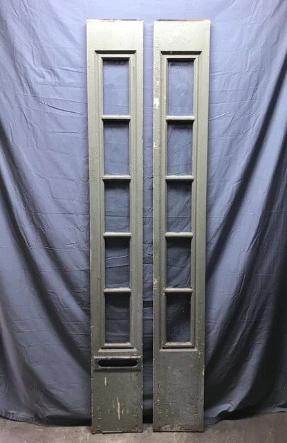 Antique Pair 5 Lite Glass VTG 11x84 Entryway Sidelights Mail Slot Old 925-22B