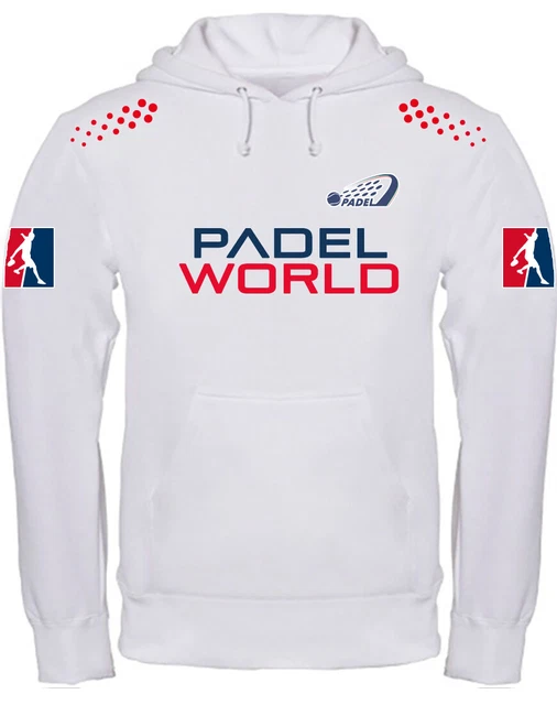 Felpa con cappuccio Padel World PWT Gioco Padel Personalizzabile con Nome BIANCA
