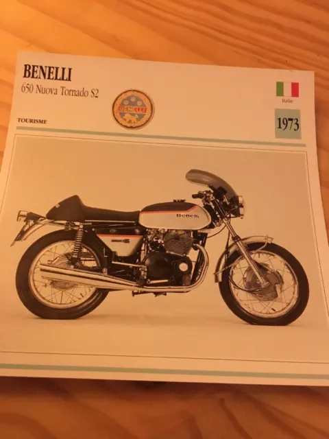 Benelli 650 nuova Tornado S2 1973 Carte moto Collection Atlas Italie