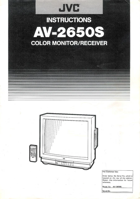 VINTAGE ORIGINAL JVC Model AV-2650S Color Monitor / Receiver TV Owners
