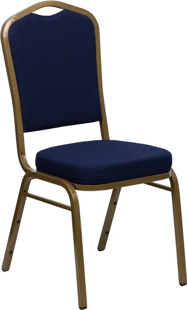 10 PACK Banquet Chair Navy Blue Patterned Fabric Restaurant Chair Crown Stacking