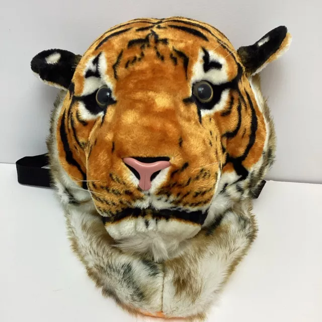 Tiger Head Faux Fur 3D Real looking Large Rare Backpack WA