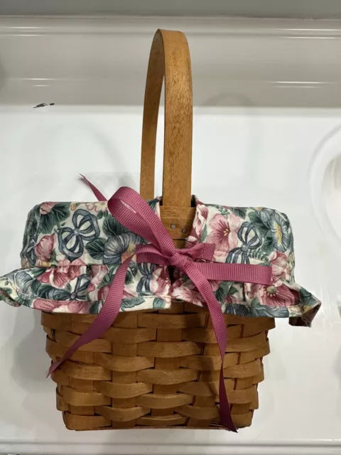 Longaberger 1993 Mothers Day Basket with Fabric Liner Plastic Protector