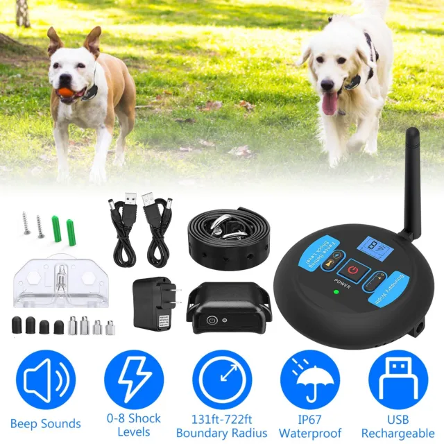 Wireless Electric Dog Fence Pet Containment System Shock Collar For 1/2/3Dogs