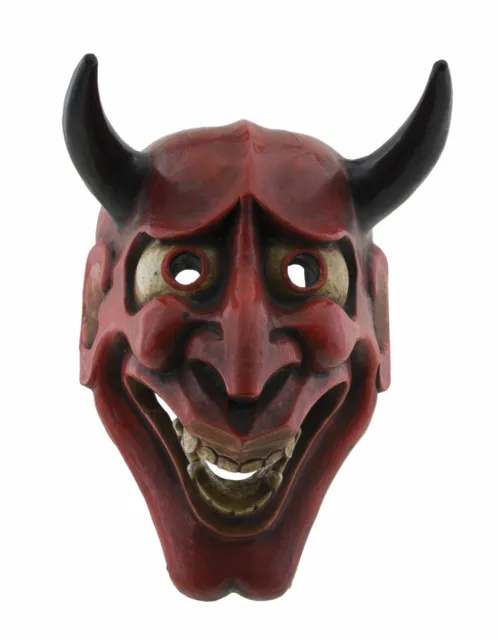 Petit Masque Oni devil Nô demon japonais en resine bordeaux diable