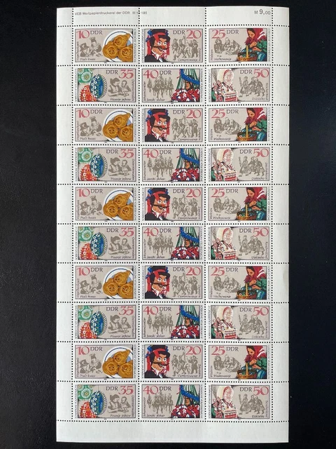 DDR, MiNr. 2716-2721 DV kompletter Zusammendruck Bogen postfrisch Druckvermerk [
