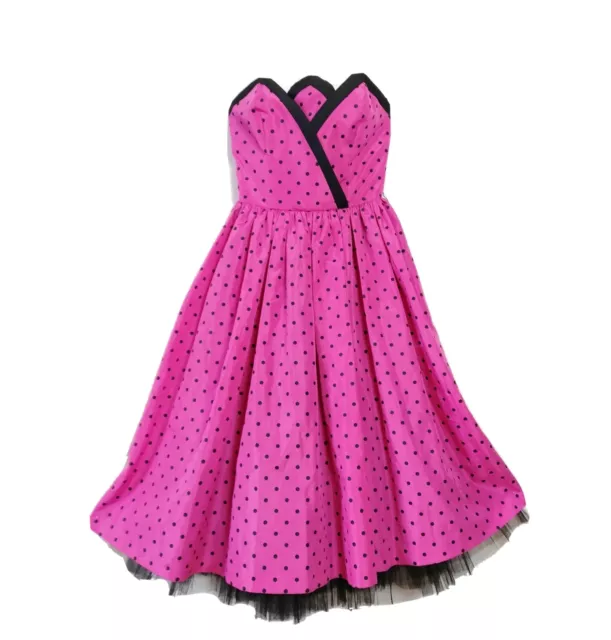 Robe vintage 80 à pois pin-up rockabilly lindy-hop polka dot vintage dress XS.