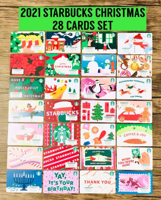 2021 HOLIDAY SET 28 STARBUCKS NEW Gift Cards Christmas Lot