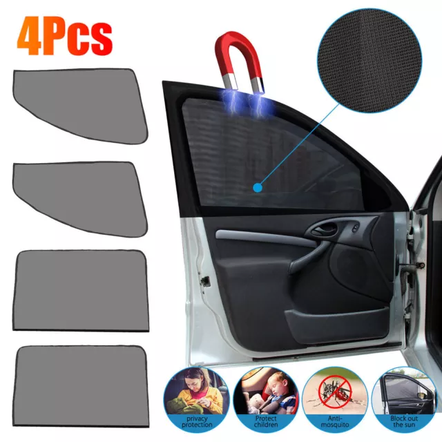 4X Magnetic Car Side Front Rear Window Sun Shade Cover Mesh Shield UV Protection