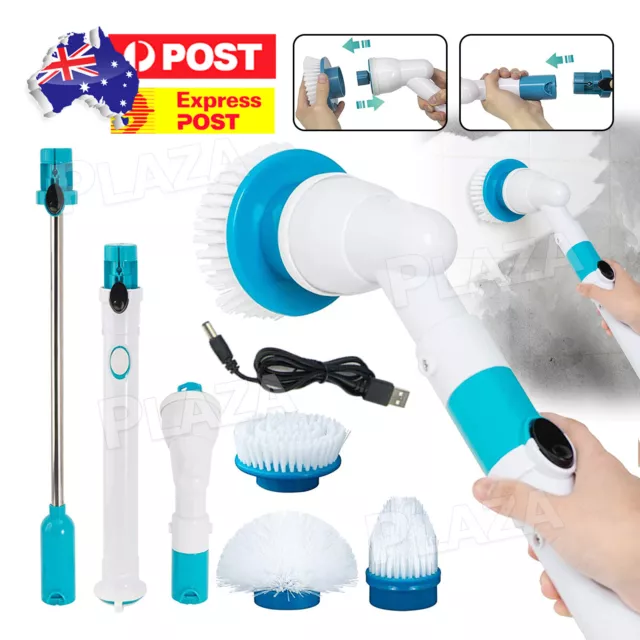 Rechargeable Spin Scrubber Electric Turbo Scrub Cleaning Brush Cordless Kit New