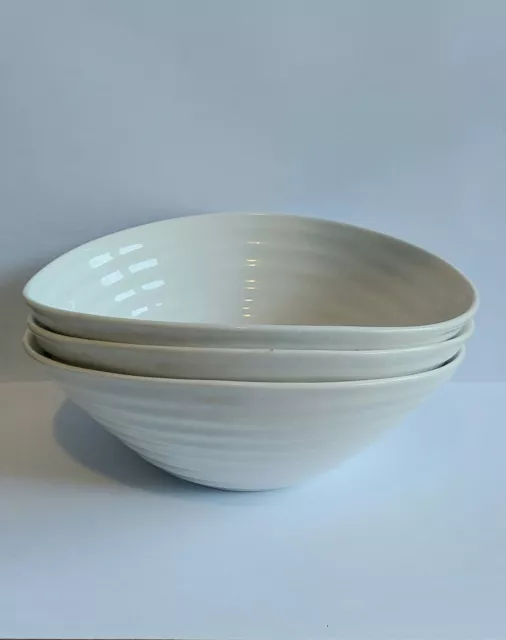 Sophie Conran Portmeirion Cereal Bowls White Ribbed Set Of 3