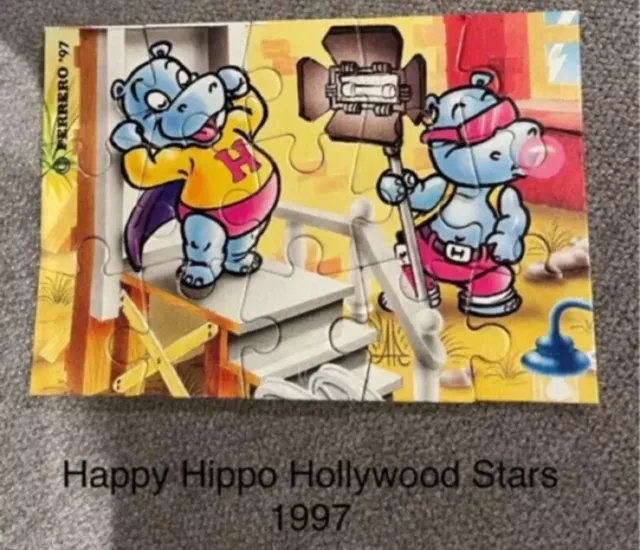 Ü-Ei Puzzle Happy Hippo Hollywood Stars 1997 3 Stück + 1 BPZ in gelber Kapsel