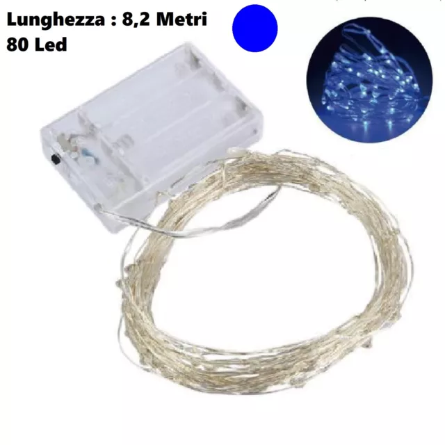 Catena Luci Natalizie 80 Led per Albero di Natale Presepe Luce Blu a Batteria