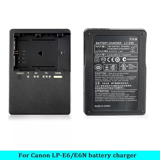 LC-E6E Battery Charger for Canon LP-E6 EOS 7D 60D 6D 70D 5D2 5D3 5D Mark Black