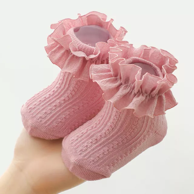 Baby Girls Kids Lace Ruffle Frilly Ankle Socks School Party Dance Wedding Sock