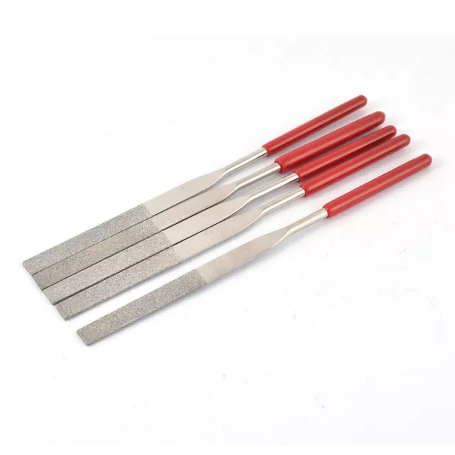 Glass Stone Carving Diamond Coated Flat Rasp Needle Files 160 x 4mm 5pcs